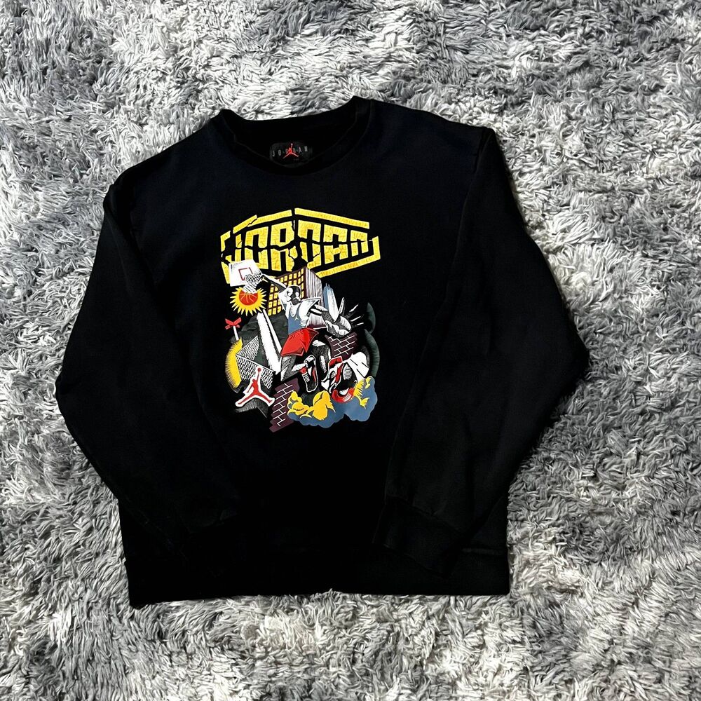 Nike Air Jordan Sport DNA NYC Fleece Crew Sweatshirt DC9615-010 Large Black